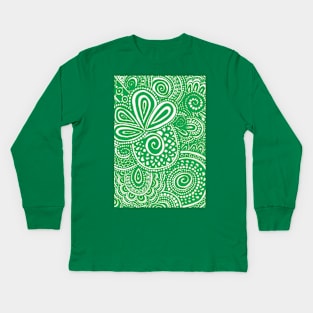 Green Pina Swirls Kids Long Sleeve T-Shirt